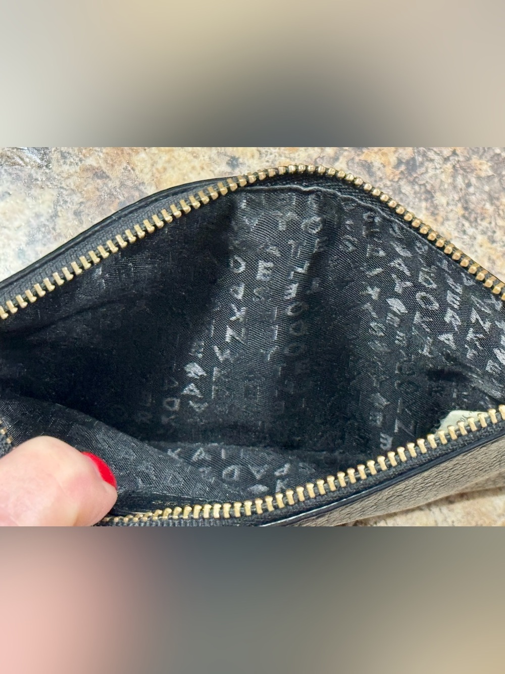 kate spade Black Pebbled Leather Wristlet with Gold Hardware - Picture 5 of 6
